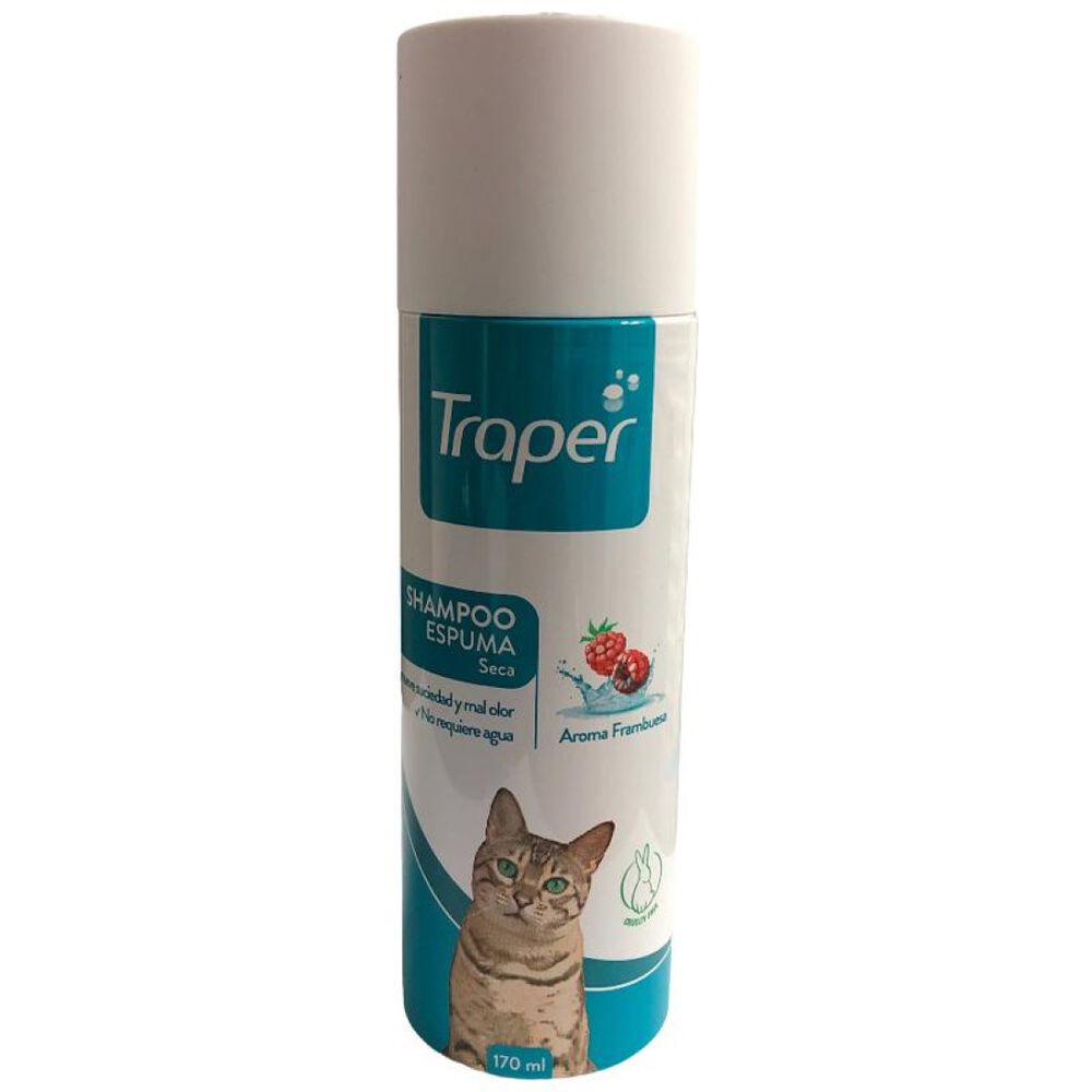 Shampoo Espuma Seca Para Gato Aroma Frambuesa 170ml Traper image number 0.0